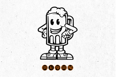 Silhouette Smile A Glass Beer Mascot