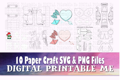 Paper Crafts for Kids, SVG PNG, 10 Images, printable activity, diy gam