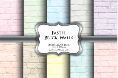 Pastel Brick Walls Digital Paper Pack