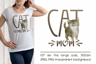 British Cat Mom Sublimation Design