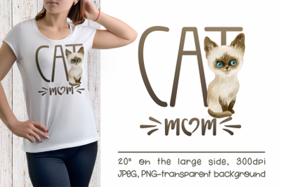 Siamese Cat Mom Sublimation Design