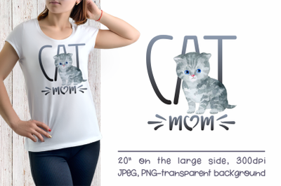 Scottish Fold Cat Mom Sublimation Design