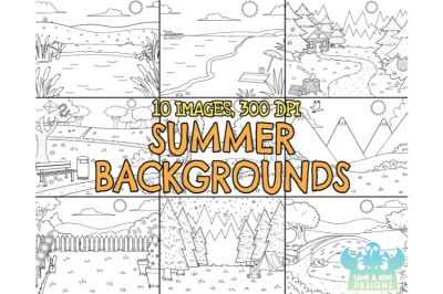 Black and White Summer Backgrounds Clipart - Lime and Kiwi Designs