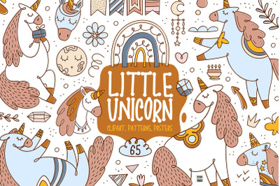 Little Unicorn vector clipart set