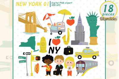 Cute NEW YORK clipart&2C; Travel in the Usa&2C; I love NY&2C; Travel art