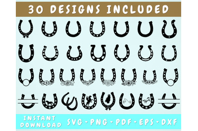 30 Horseshoe SVG Bundle&2C; Floral Horseshoe SVG&2C; Horseshoe Cut Files