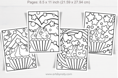 Coloring pages for kids cupcake party.