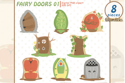 Cute FAIRY DOORS clipart, Woodland clip art