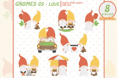 ROMANTIC GNOMES clipart, Cute love story, Gnome couple