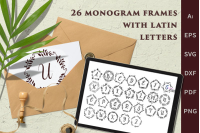 Set of botanical monograms with latin letters