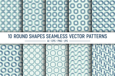 10 color geometric shapes seamless patterns