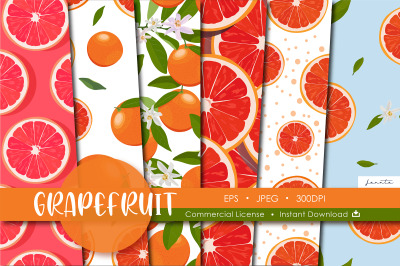 Grapefruit Seamless Pattern Fruits Background