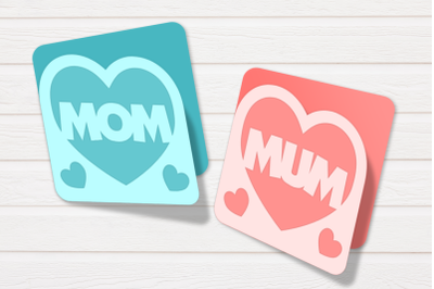 Mom and Mum Heart Layered Card | SVG | PNG | DXF | EPS