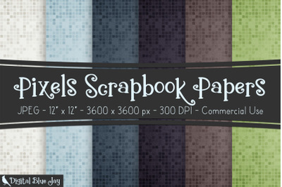 Digital Scrapbook Papers - Pixels