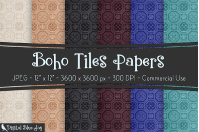 Digital Scrapbook Papers - Boho Tiles