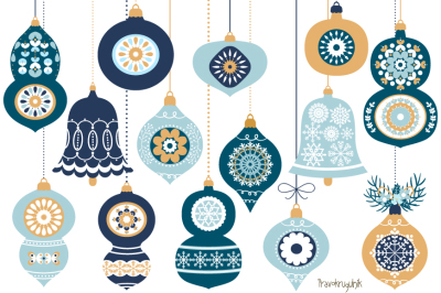 Christmas ornaments clipart set