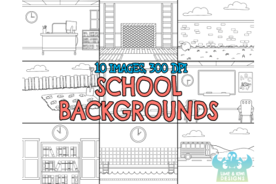 Black and White School Backgrounds Clipart - Lime and Kiwi Designs