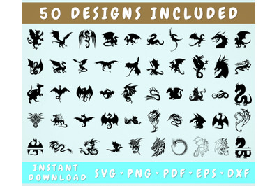 50 Dragon SVG Bundle&2C; Dragon Cut Files