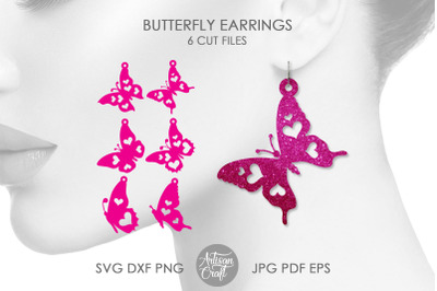 Butterfly earrings SVG, Butterfly wing earrings, butterfly heart