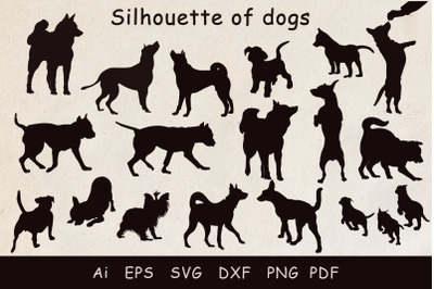 Silhouettes of dogs