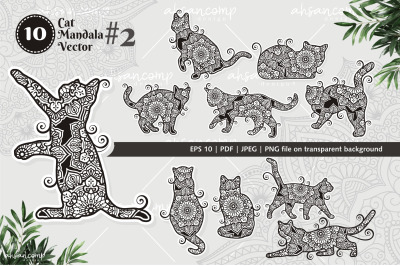 Cat Mandala Vector Line Art Style Bundle Vol. 1