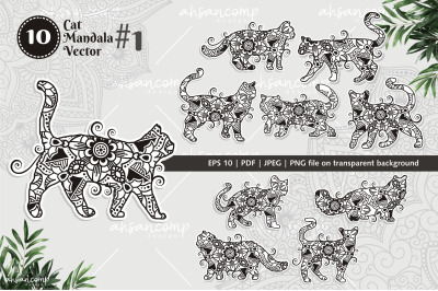 Cat Mandala Vector Line Art Style Bundle Vol. 2