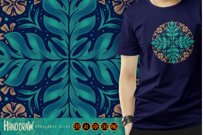 Mandala Art Seamless Leaf Flowers