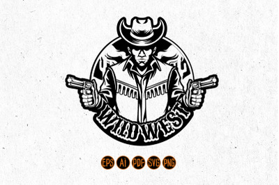 Cowboy Wild West Mascot Silhouette SVG