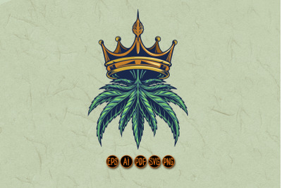 Green Cannabis Royal Logo Illustrations