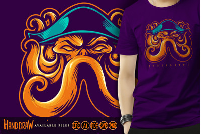 Pirates Hat Octopus Mascot Premium