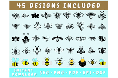 45 Bee SVG Bundle, Bee Png, Bee Clipart, Bee Cut Files