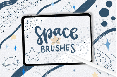 Space Procreate brushes, doodle space stamps for Procreate. Space brus