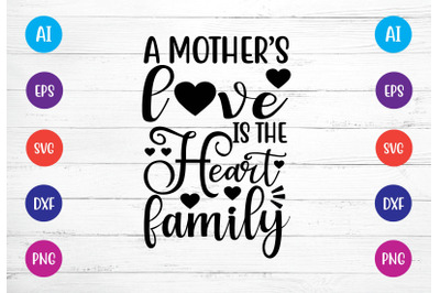 a mothers love is the heart of the family svg crafts