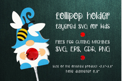 Gnome and Bee Lollipop Holder SVG