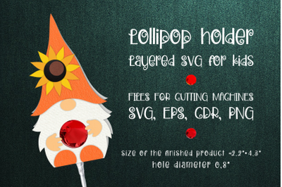 Gnome and Sunflower Lollipop Holder SVG