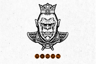 Silhouette King Monkey SVG Clipart