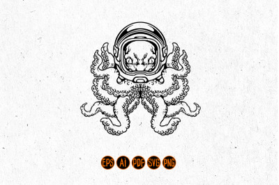 Silhouette Octopus Space SVG Clipart