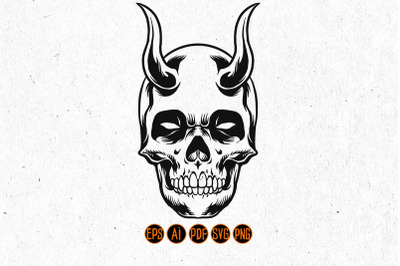 Silhouette Skull Demon SVG Clipart