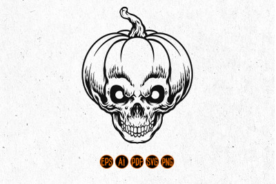Halloween Silhouette Pumpkin Skull SVG Clipart