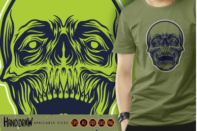 Green Skull Head Illustrations Silhouette