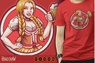 Beer Girl Logo Mascot