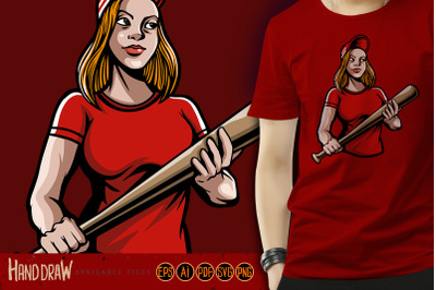 Baseball Girl Red