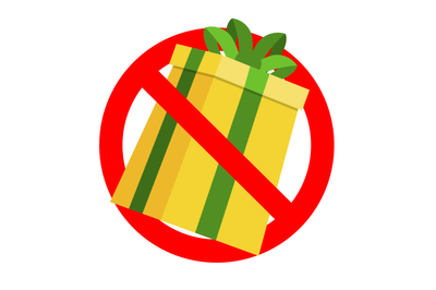 Prohibit sign and no gift and surprise, prohibitory present