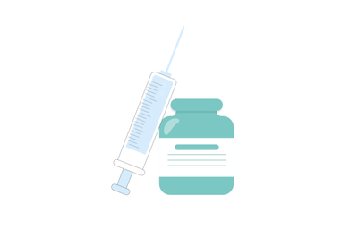 Vaccine and syringe, clinical vial and care for shot