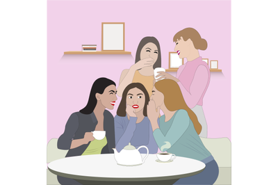 Young women friends gossip, concept female friendship and meeting