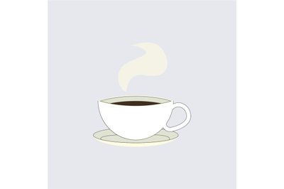 Cup of black coffee isolated, emblem for cafe