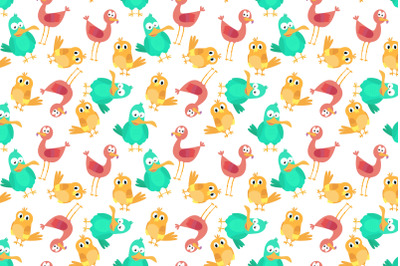 cute colorful bird animal cartoon pattern