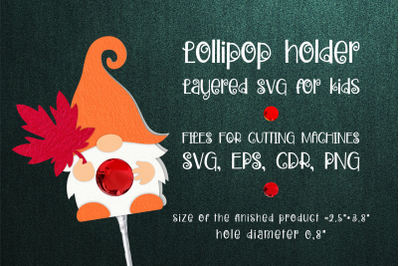 Autumn Gnome Lollipop Holder SVG