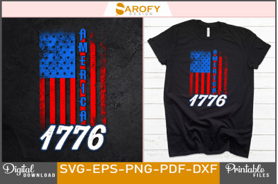 America 1776 - Independence day design for USA, 4th July design printa