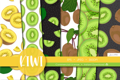 Kiwi Seamless Pattern Fruits Background